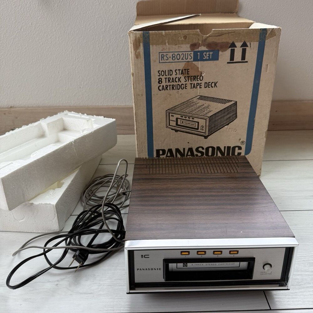 Vintage Panasonic Model RS-802US Stereo 8-Track Player w/Box Untested EUC